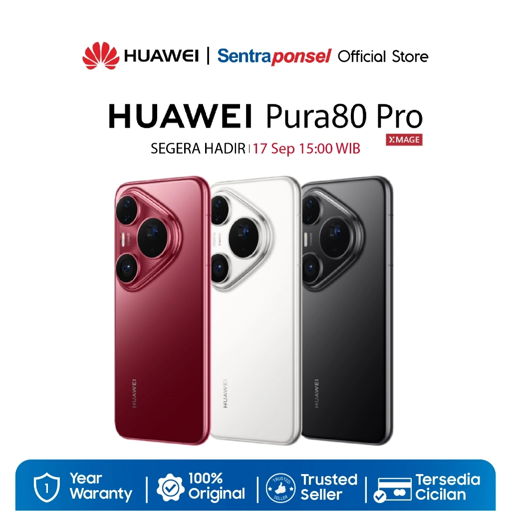 HUAWEI Pura 80 Pro 12GB/512GB | 1-inch Sensor | Macro Telephoto | Kunlun Glass | 100W | Smart AI - Garansi Resmi
