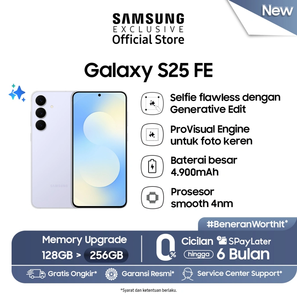 [Free Upgrade dari 128GB] Samsung Galaxy S25 FE 8/256GB - Icyblue | Smartphone AI | Galaxy AI | 4900 mAh