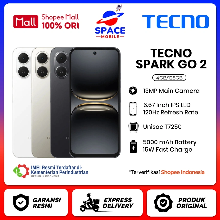 Tecno Spark Go 2 [4GB+128GB] - Garansi Resmi 1 Tahun