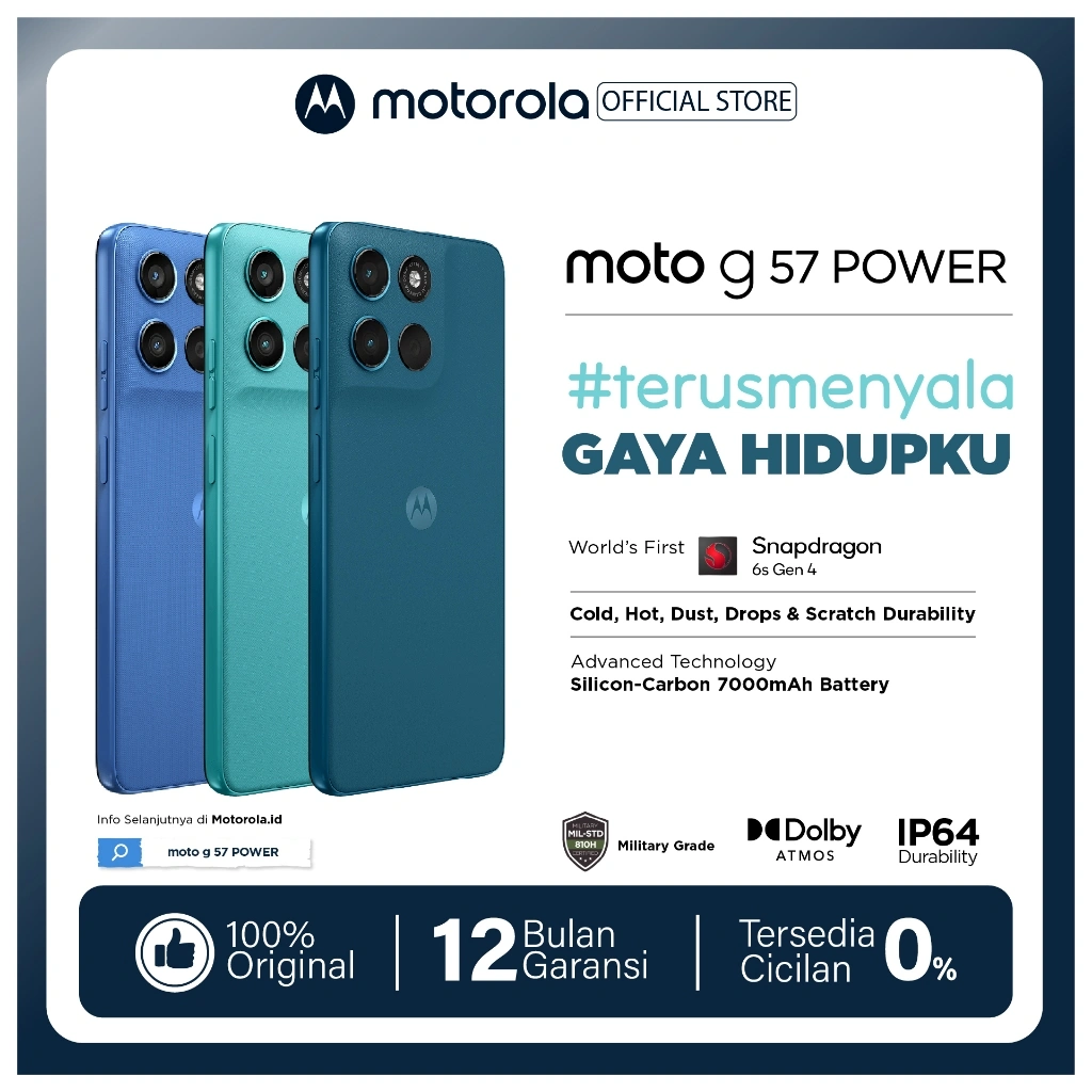 Moto G57 Power 5G - RAMBoost 24GB/256GB - Snapdragon6s Gen4 - Antutu 625K - 7000mAh SiliconCarbon - 50MP Sony LYTIA600 - 8MP Selfie - 6.72" - IP64 GG7i MIL810H - Dolby Stereo