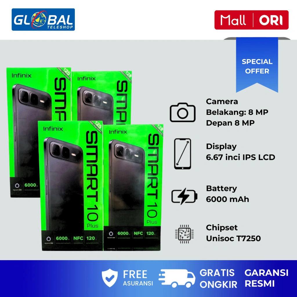 Infinix Smart 10 Plus 8/128GB | Smart 10 4/128GB 4/64GB Garansi Resmi