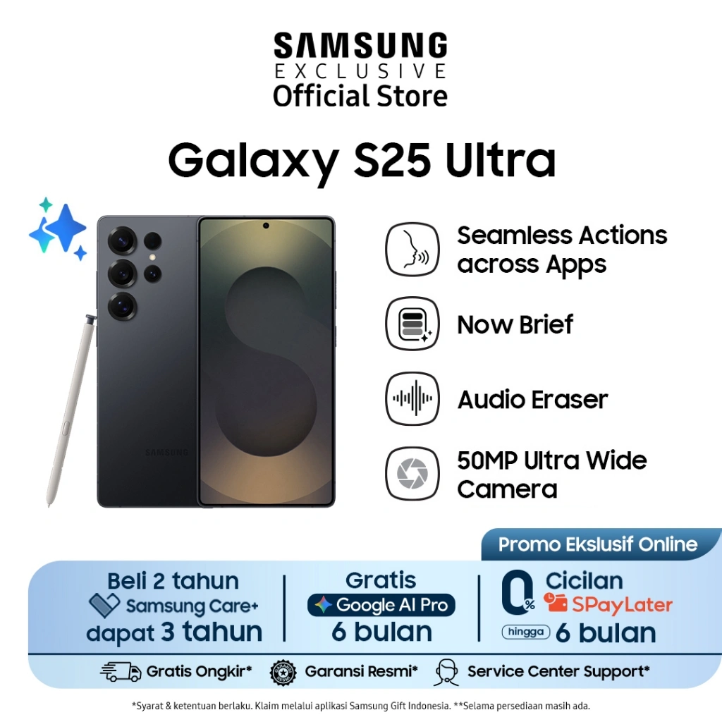 Samsung Galaxy S25 Ultra 12/512GB Online Exclusive Color - Titanium Jetblack | Smartphone AI | Galaxy AI | Kamera 200MP | Prosesor Snapdragon 8 Elite | S Pen