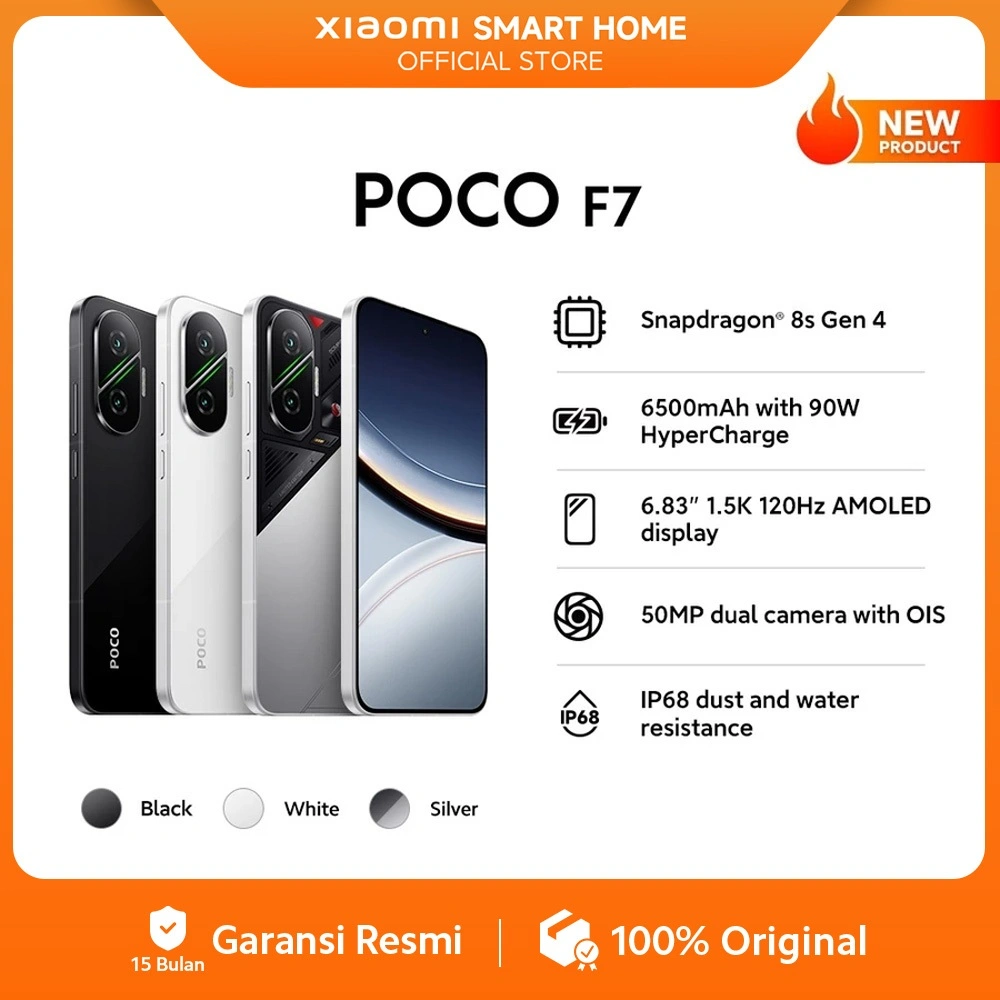 POCO F7 (12/512GB) | Snapdragon® 8s Gen 4 | 6500mAh with 90W HyperCharge | 6.83" 1.5K 120Hz AMOLED display | 50MP dual camera with OIS | IP68 dust and water resistance [Official Store]