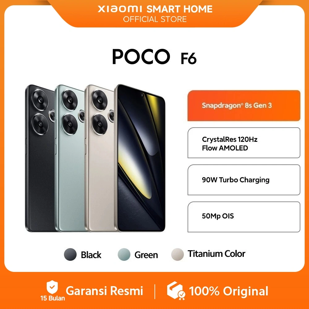 POCO F6 (8/256GB) (12/512GB) | Snapdragon 8s Gen 3 | LiquidCool Technology 4.0 dengan IceLoop [Official Store]