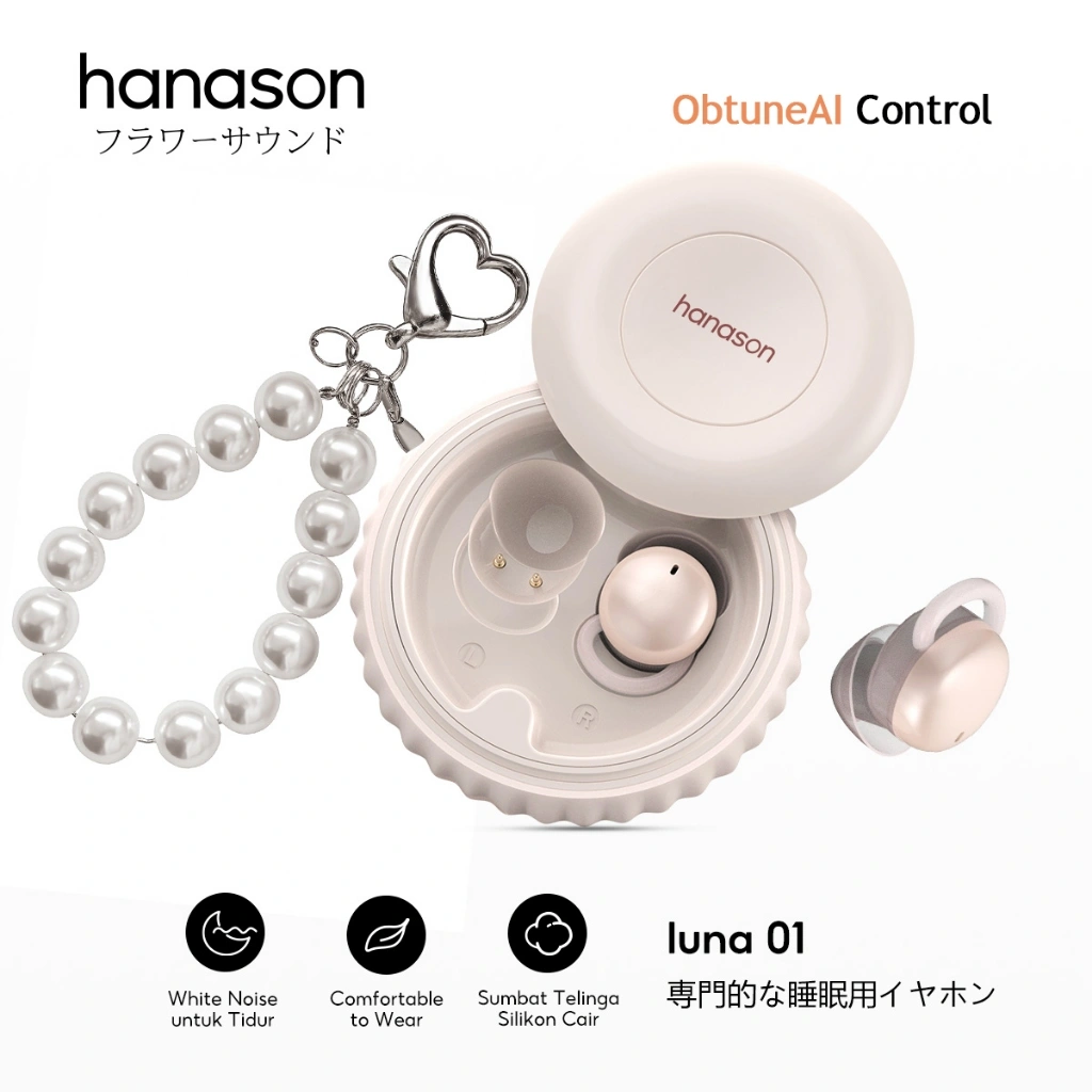 [Tiba di 6H] Hanason Sleep Earbuds Noise Canceling Invisible Bluetooth Earphone, TWS Wireless Bluetooth Mini Earbuds ENC, In-ear Headset Tidur, Wireless Earphone Bluetooth 5.4 Earbuds Sport - luna01