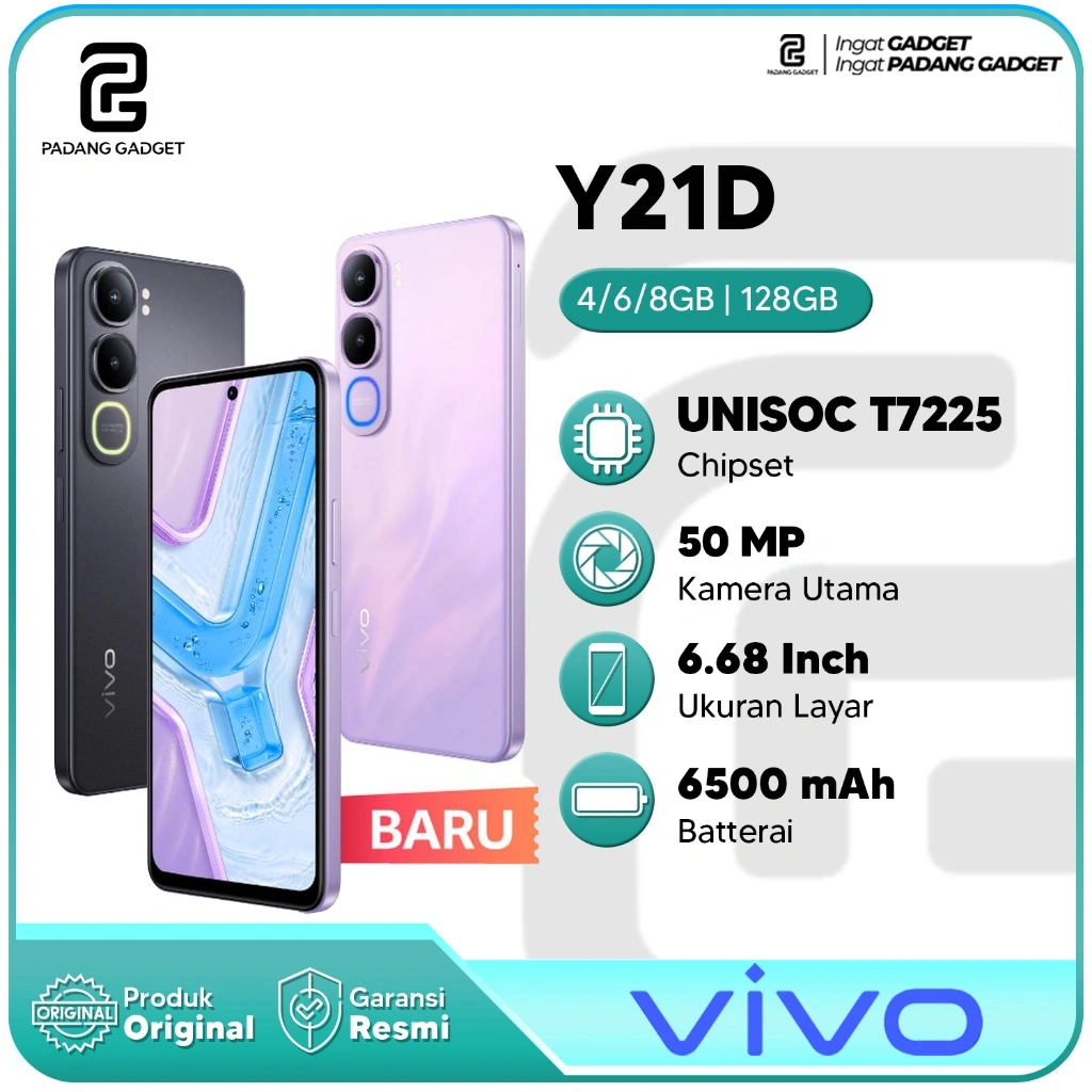Vivo Y21d 4/128GB 6/128GB 6/256GB 8/128GB Hp Android Smartphone Baru Garansi Resmi