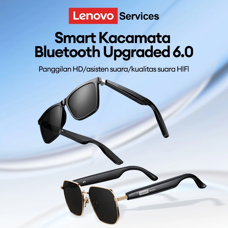 Lenovo Services GS100/GS103 AI Smart Kacamata Bluetooth 6.0 Glasses Headset Sunglasses Multifunctional High-Quality Audio Hands-Free HD Call With Mic