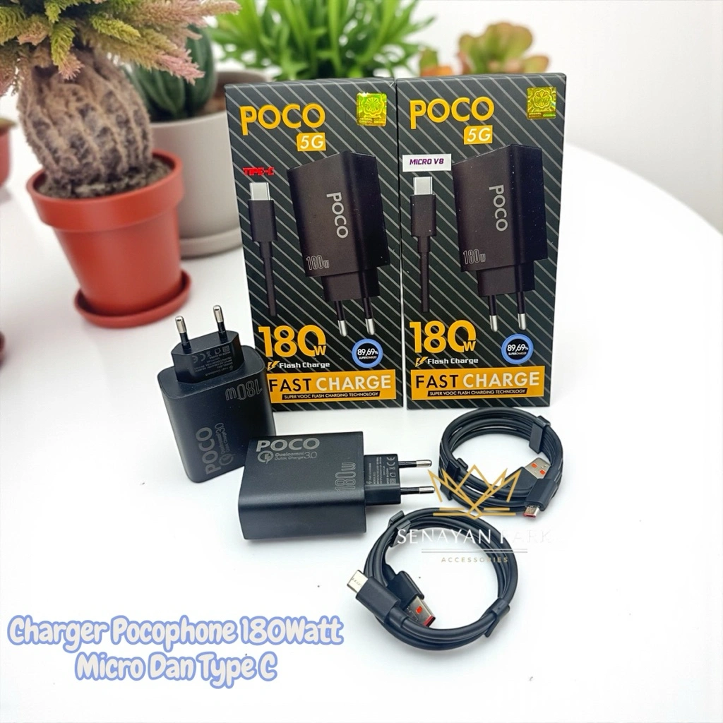 Charger Ori 100% pocophone Poco 5G 180W Support FastCharging qc3.0 kompatible semua hp smartphone PROMO SEN