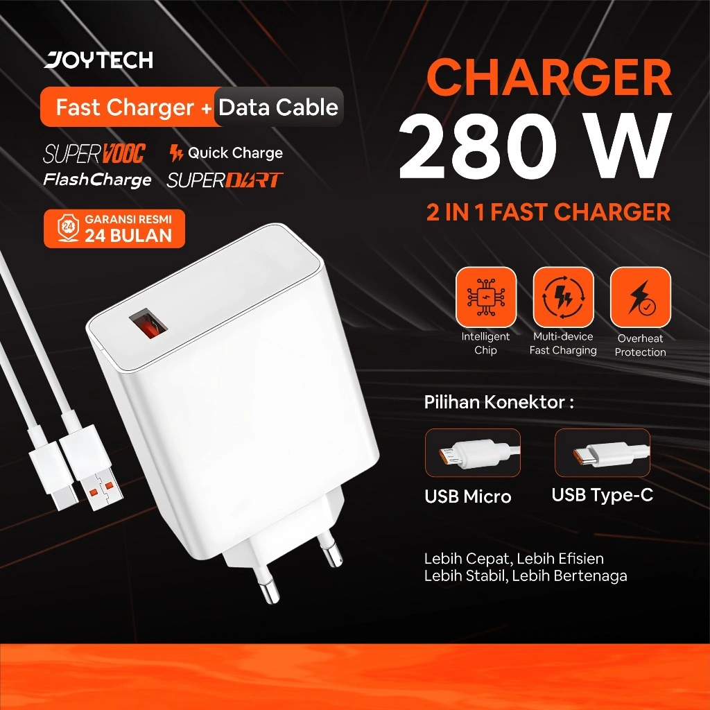 Set Charger Smartphone 280W Micro dan Type C Fully Compatible Fast Charging Android Support Vooc Quick Charge 3.0 Oppo Xiaomi Redmi