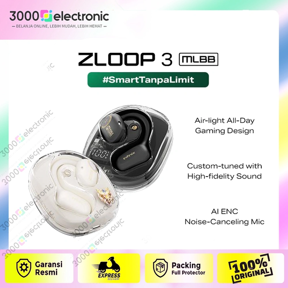 TWS Infinix Zloop 3 - 30 Hours Playtime - Premium Sound Quality - AI Noise-Canceling Mic - True Wireless Stereo Buds Buetooth & Enco Buds 3 Pro True Wireless Earbuds - Produk GARANSI RESMI