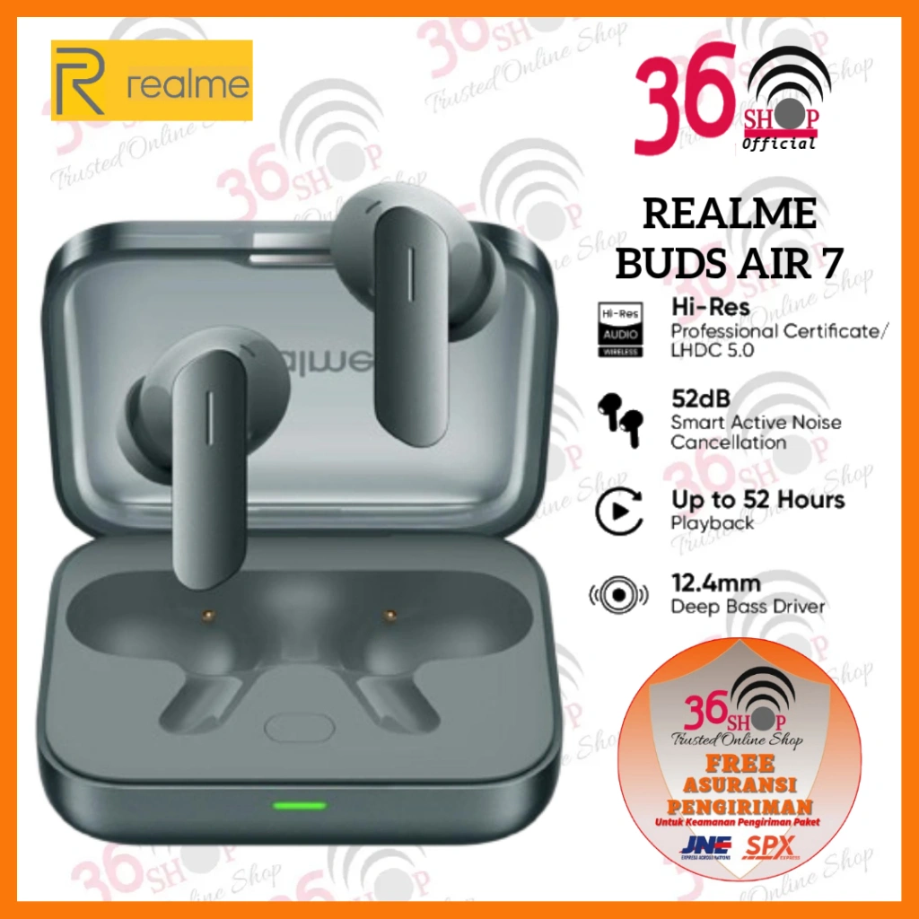 realme Buds Air 7 (12.4mm Deep Bass Driver | 52dB Smart Active Noise Cancellation | Up to 52 Hours of Playback Garansi Resmi