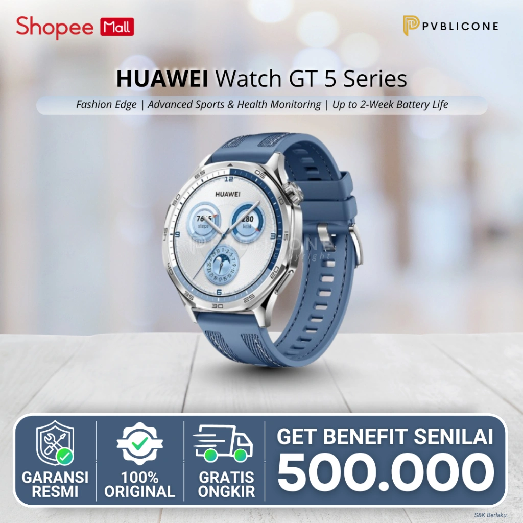 PROMO HUAWEI WATCH GT 5 Series Smartwatch | Fashion Edge | Pro-Level Sports | Golf Courses Map | Up to 2-Week Battery Life