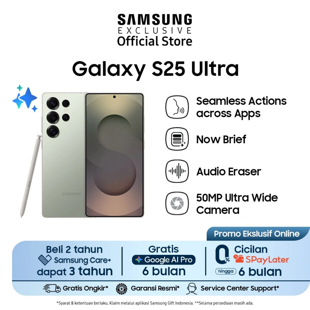 Samsung Galaxy S25 Ultra 12/512GB Online Exclusive Color - Titanium Jadegreen | Smartphone AI | Galaxy AI | Kamera 200MP | Prosesor Snapdragon 8 Elite | S Pen