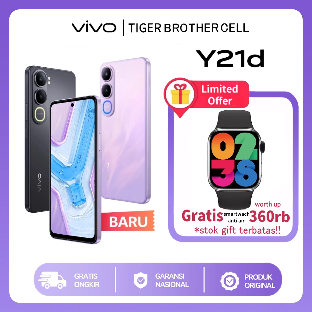 vivo Y21d, 50MP Kamera Underwater, 6500mAh, 44 FlashCharge, Dual Stereo Speaker & 400% Audio Booster