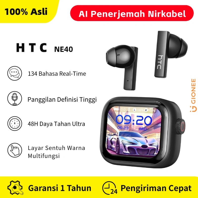 HTC NE40 TWS AI Earphone Bluetooth V6.0 LED Display High Fidelity for Gaming Office Sports Music Phone Calls Earbuds Built in Microphone HIFI Bass Headset IPX5 Waterproof