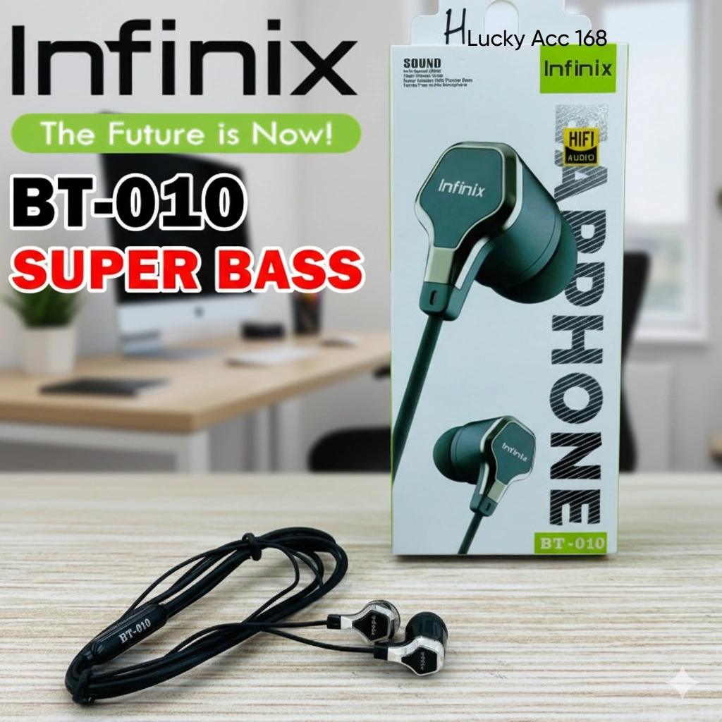 Handsfree Infinix JB BT-10 Xtra Bass Headset Handset  HI-FI Sound Clear Voice Suara Jernih Earphone