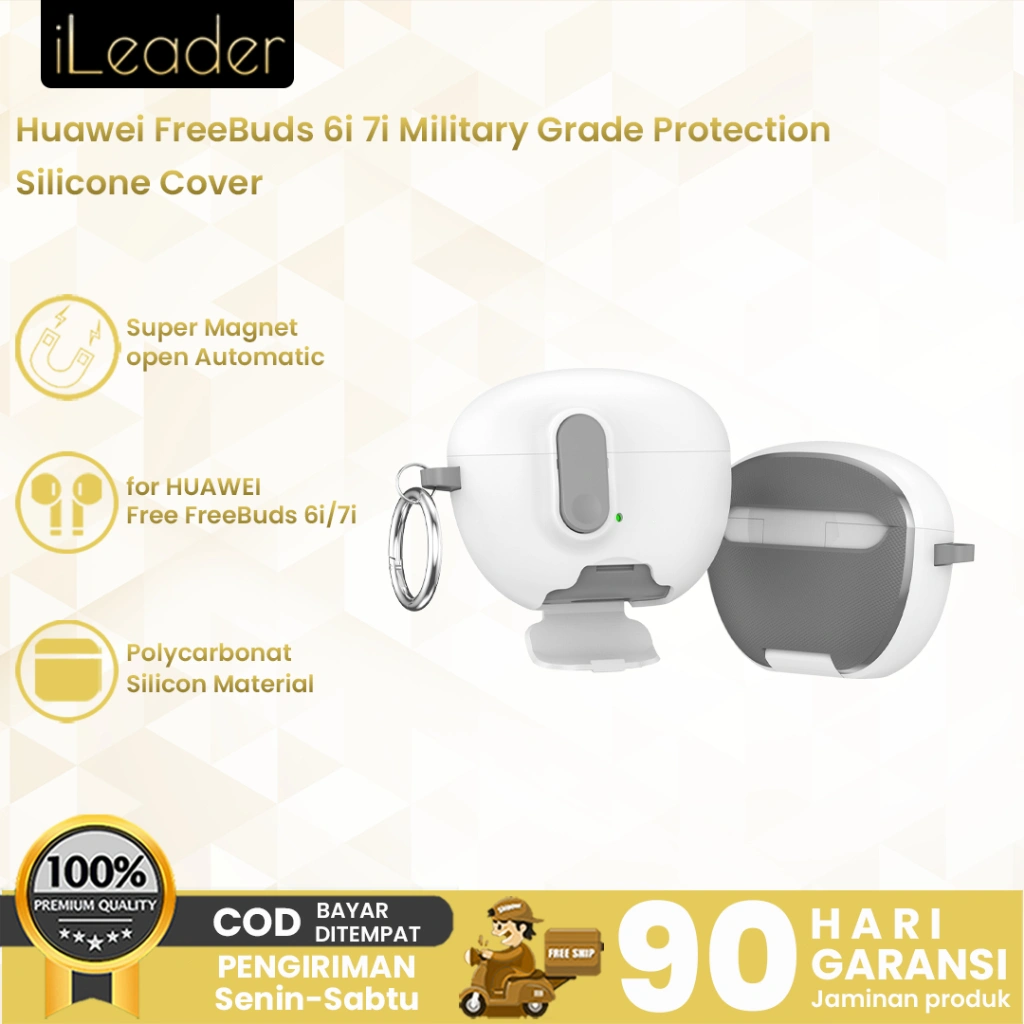 ​​iLeader Case Freebuds 6i/7i - Kotak Buka Otomatis Dudukan Magnetic Tahan Gores untuk HUAWEI Freebuds 6i Baru​