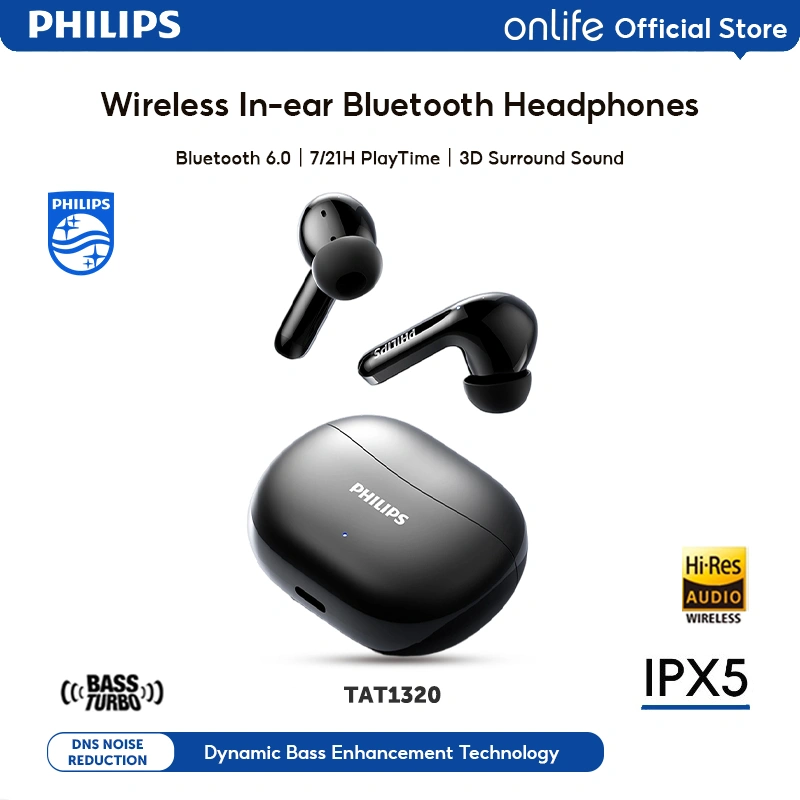 Philips TWS True Wireless Earphone Bluetooth 6.0 Sport True Wireless With Philips Sound Signature & Clear Calls - TAT1320