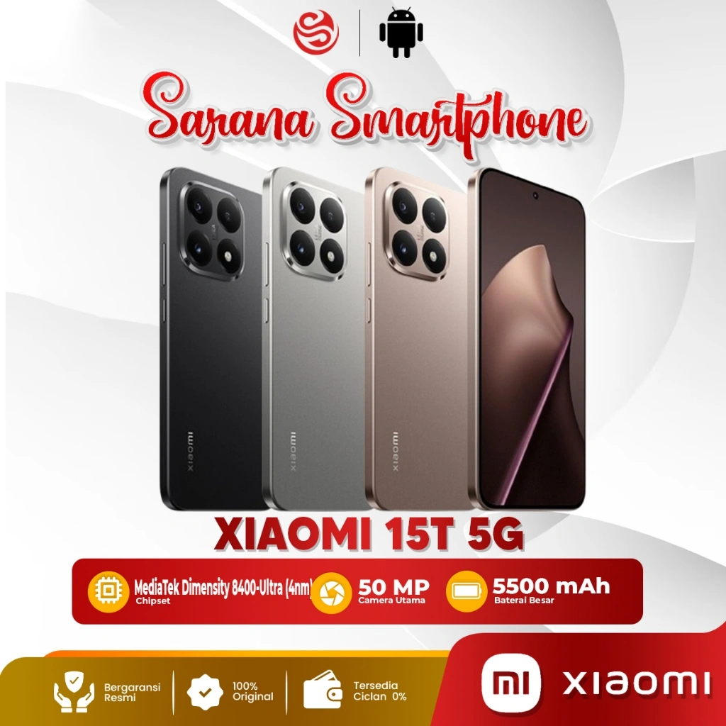 Xiaomi 15T 5G 12/512GB | HP Xiaomi Terbaru 2025 | Kamera Leica | Smartphone Original Garansi Resmi