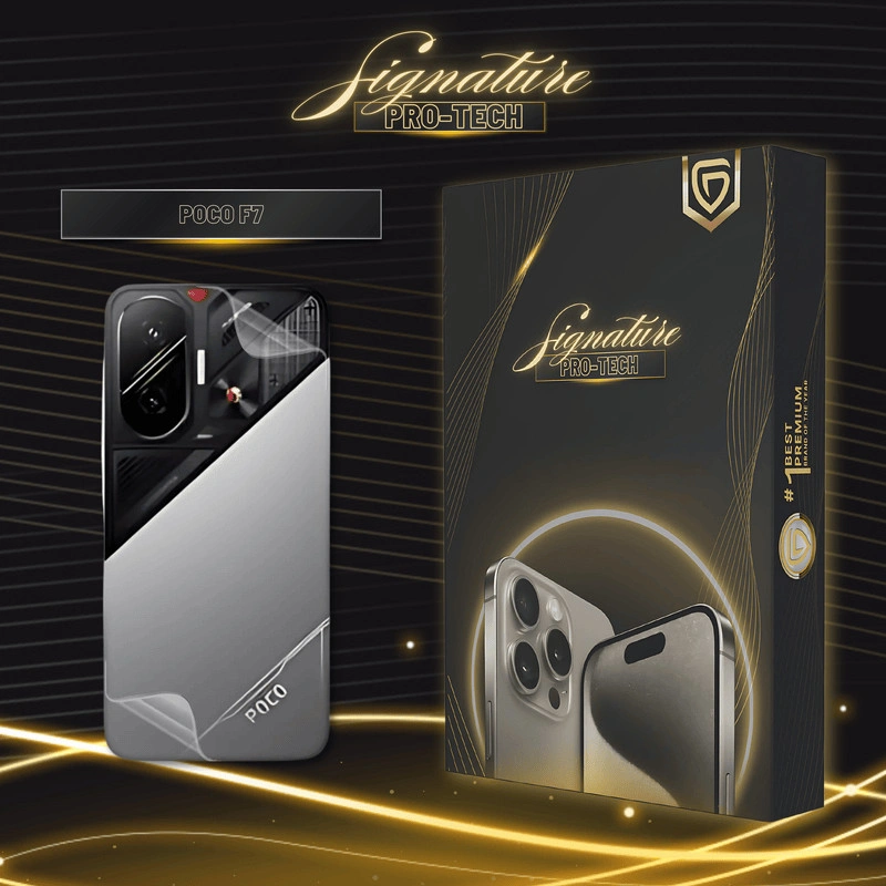 GSOL SIGNATURE PRO-TECH - Premium Anti-Scratch Protector for Xiaomi POCO F7 / Back Cover Guard Case Friendly Hydrogel Tempered Gorilla Glass 5 6 7 Anti Gores Full Cover Smart Phone Watch Handphone Gadget Tab Laptop Kamera