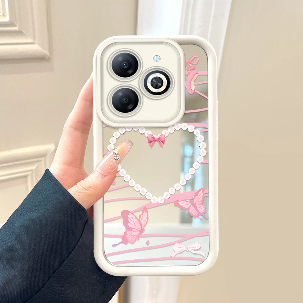 Casing Hp Untuk Compitable With Infinix Smart 8 Hot 40i Tecno Spark 20 20C Pop Go 2024 Silikon Cassing Mode Terbaru Softcase Kupu Bow 8619 Mirror Phone Case JZ Soft Cover Kesing Cesing
