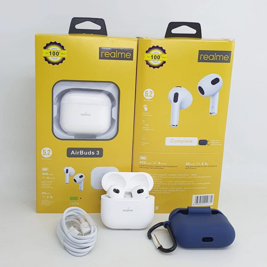 Headset Bluetooth Realme Air Buds 3 With Silikon Case Wireless Earphone 5.0 Version
