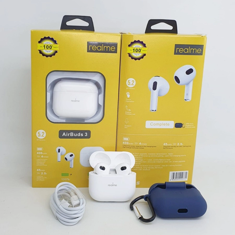 Headset Bluetooth Realme Air Buds 3 + Silicone Case Wireless Earphone