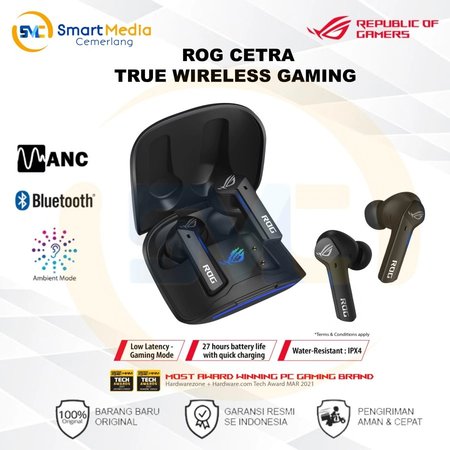 ASUS ROG Cetra True Wireless Gaming Headphones TWS Headset Earphone