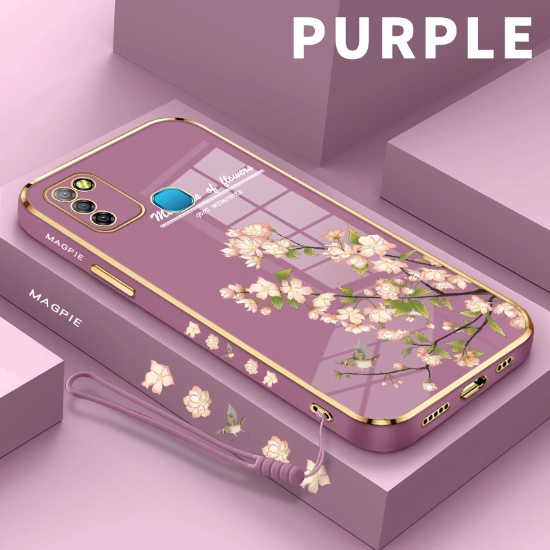 Electroplated Casing For Infinix Smart 5 Hot 10 Lite Smart 4 4C Smart 6 Plus Smart 7 Smart 7 HD For Tecno Spark GO 2023 Zero 5G 2023 Murai batu Begonia TPU Cesing hp Creative