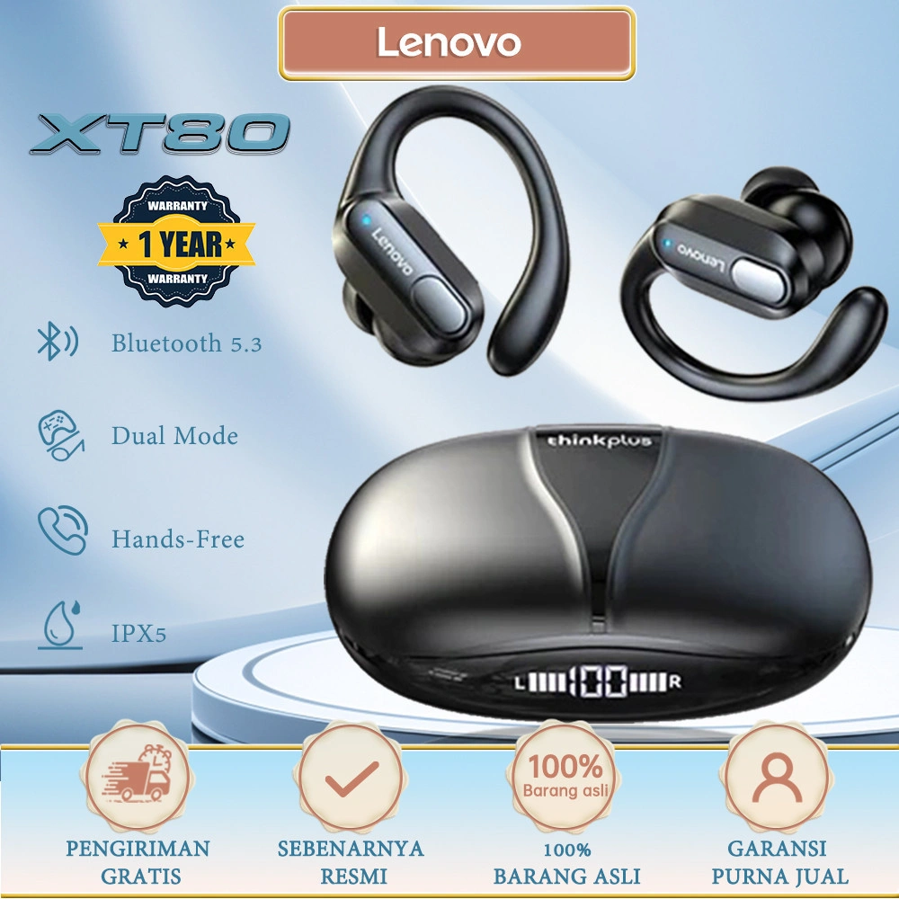 AI Smart Terjemahkan XT80 Thinkplus Headset Bluetooth 5.3 True Wireless TWS Sports Earphone Noise Reduction