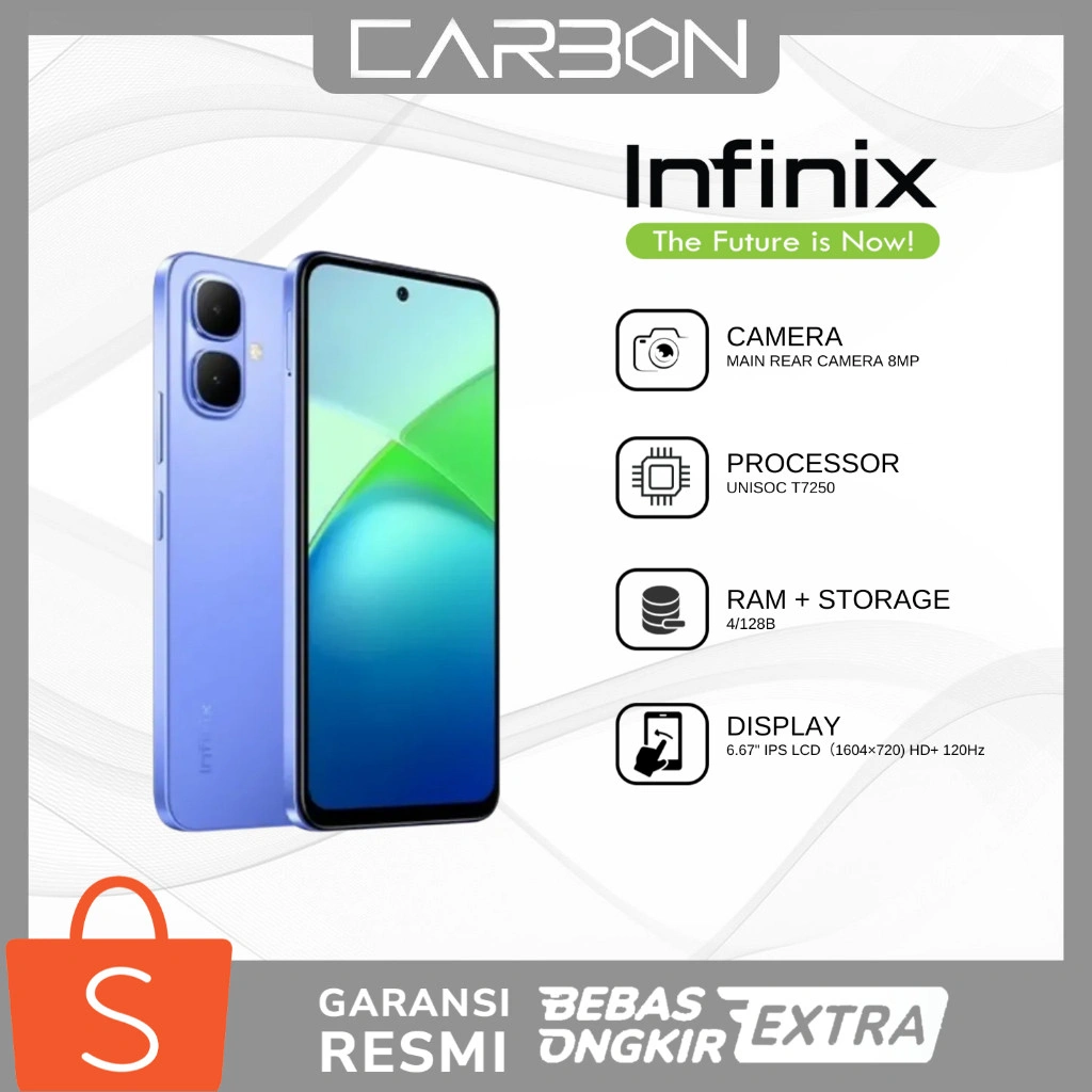 [PROMO] Infinix Smart 10 4/128GB - Up to 8GB Extended RAM - 6.67 inch 120Hz HD+ - T7250 - 5000 mAh