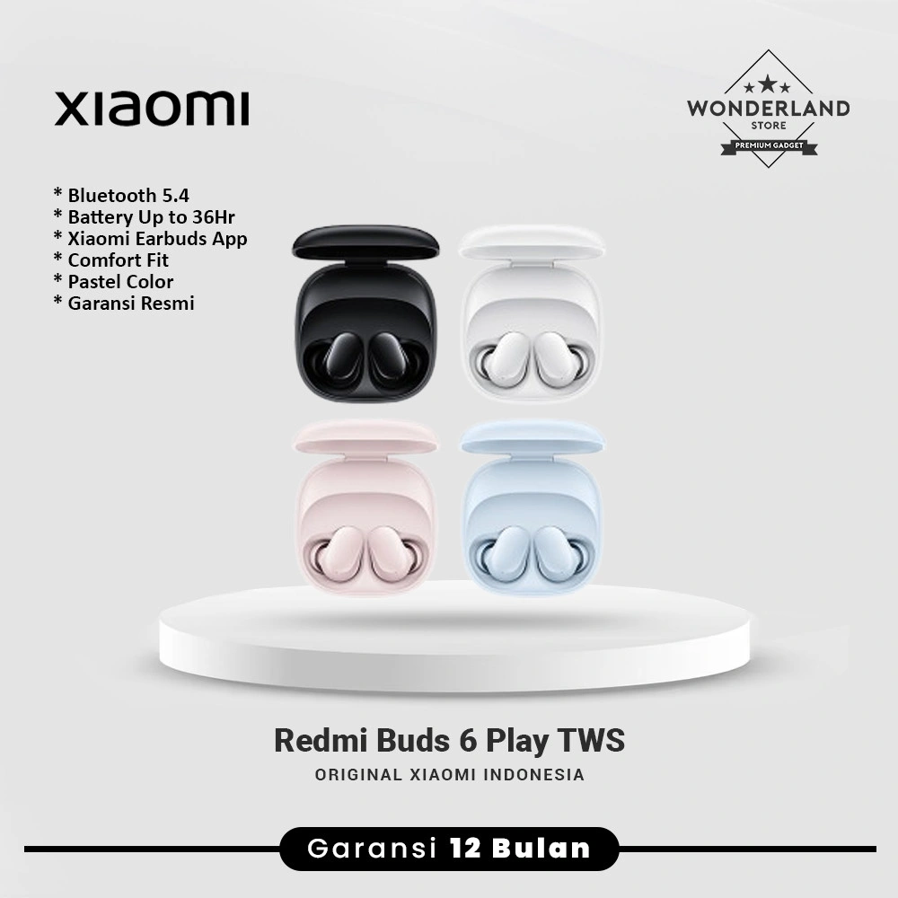 Xiaomi Redmi Buds 6 Play Bluetooth 5.4 Earbuds IPX4 10mm Driver Garansi Resmi