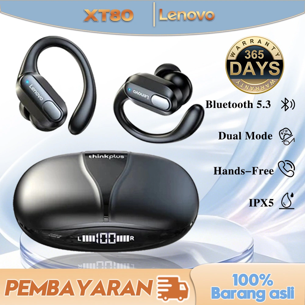AI Smart Terjemahkan Thinkplus XT80 Headset Bluetooth 5.3 True Wireless TWS Sports Earphone Noise Reduction