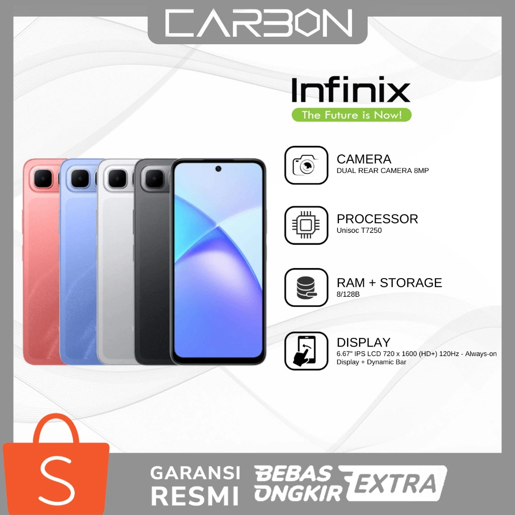 INFINIX Smart 10 Plus 8/128GB (Up to 16GB Extended RAM) - 6.67 inch 120Hz HD+ - UNISOC T7250 - 6000 mAh