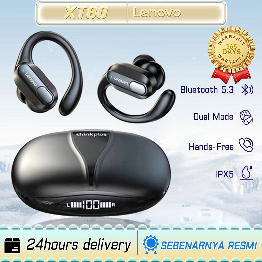 XT80 Thinkplus AI Smart Terjemahkan Headset Bluetooth 5.3 True Wireless TWS Sports Earphone Noise Reduction