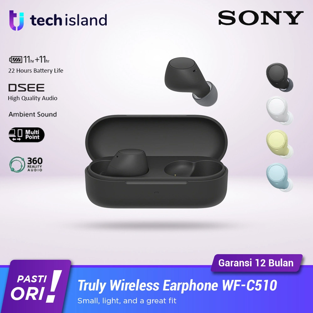 Sony WF-C510 Truly Wireless Earbuds with Multiple Connection, Ambient Sound, Battery 11h, Faster Quick Charging, Bluetooth 5.0, IPX4