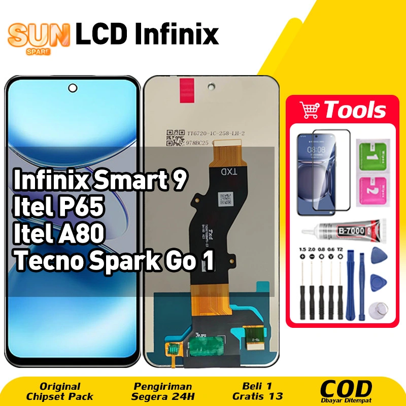Original For LCD Infinix Smart 9 LCD Itel P65 / Itel A80 / Tecno spark go 1 asli hp layar lcd anti blue light HD HOT SALE Kualitas Terbaik Garansi Resmi 12 bulan Gratis Ongkir murah COD