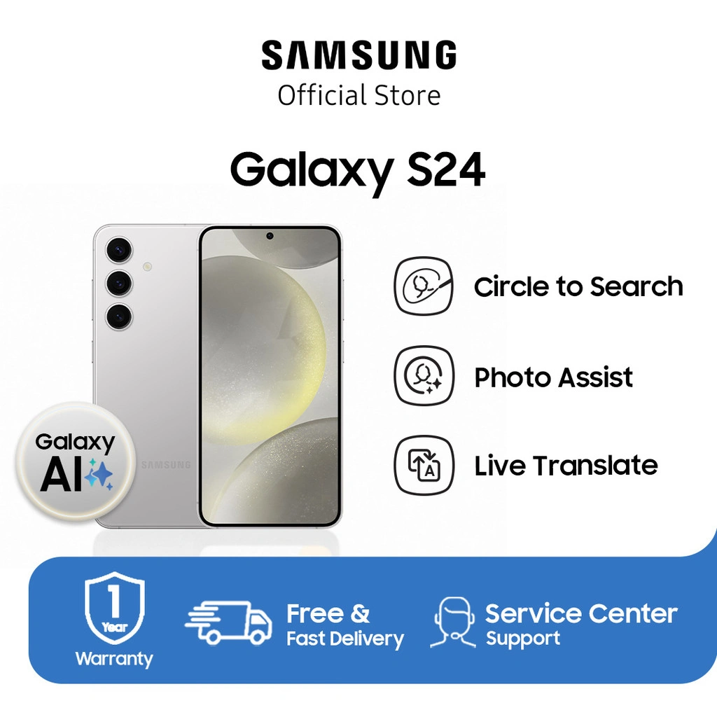 Samsung Galaxy S24 8/256GB -  Marble Gray, Smartphone AI, Handphone AI, Kamera 50MP, Layar besar