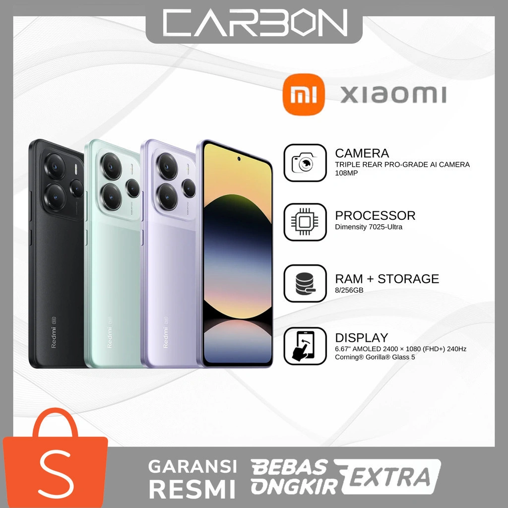 Xiaomi Redmi Note 14 5G (12GB + 512GB) (8GB + 256GB) | 108MP AI OIS Camera | MediaTek 7025-Ultra | IP64 Dust/Water-Resistance
