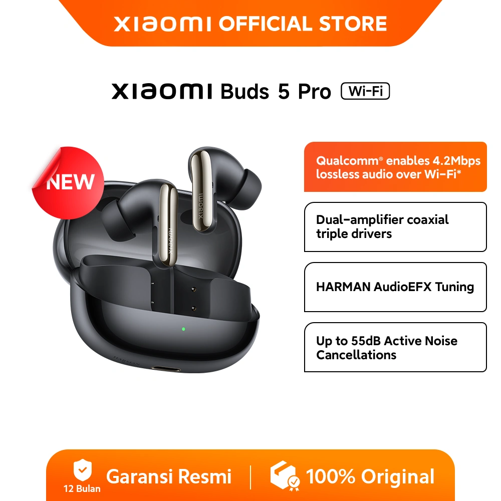Xiaomi Buds 5 Pro Wi-Fi | Qualcomm enables 4.2 Mbps lossless audio over Wi-Fi | HARMAN AudioEFX Tuning | Dual-amplifier coaxial triple drivers [Official Store]