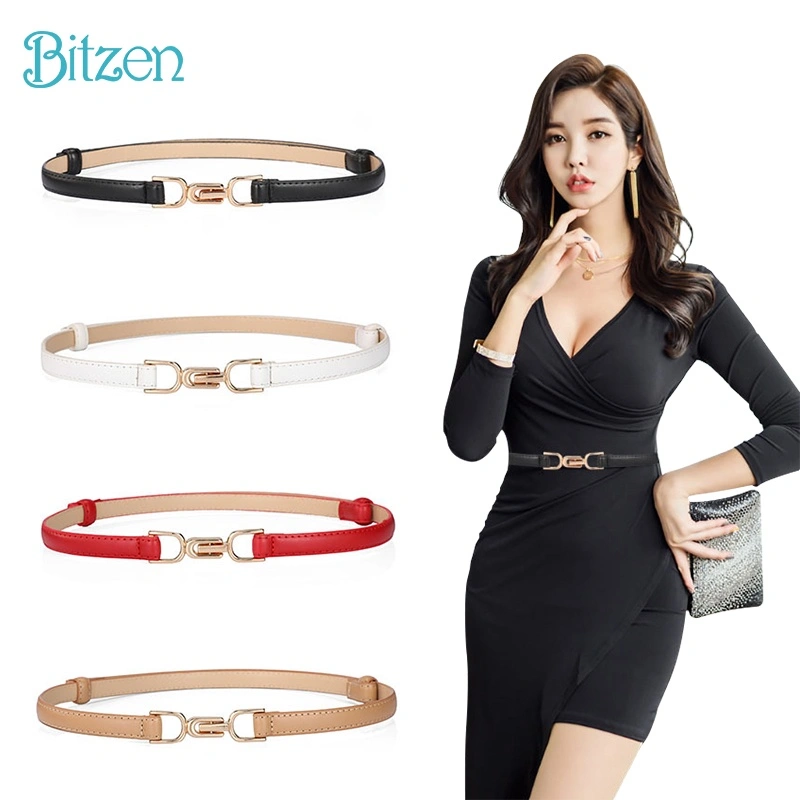 Bitzen Ikat Pinggang Wanita Kulit Imitasi Slim Casual Warna Gesper Belt