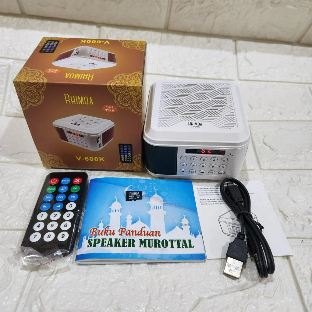 Speaker Murotal Al Quran Bluetooth Mini Rhimoa V600K Remote