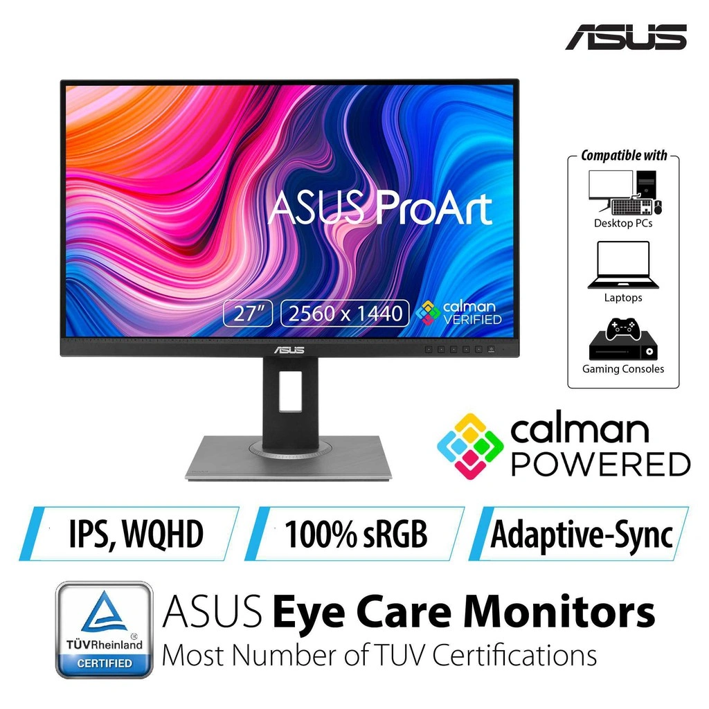 ASUS ProArt Display PA278QV Professional Monitor - 27-inch, IPS, WQHD (2560 x 1440), 100% sRGB
