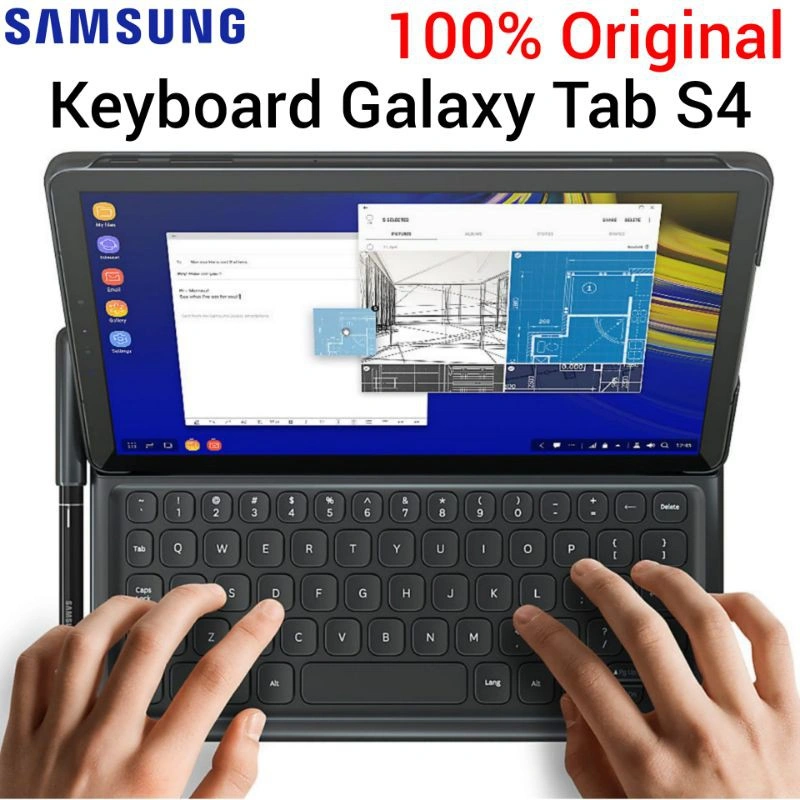 Original Keyboard Samsung Galaxy Tab S4 10.5 S Pen T835 Book Cover Flip Case Papan Ketik
