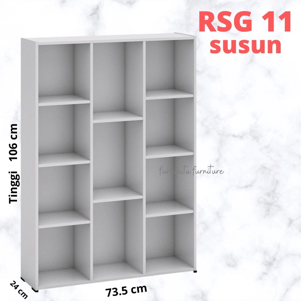 PENYEKAT RUANGAN RAK SERBAGUNA 11 SUSUN PUTIH / RAK BUKU / RAK MAINAN /DIVIDER RUANGAN