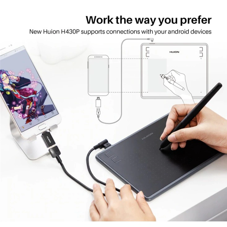 Huion H430P Inspiroy Graphic Digital Tablet USB Signature Drawing Pad OSU! Tablet Design Graphics