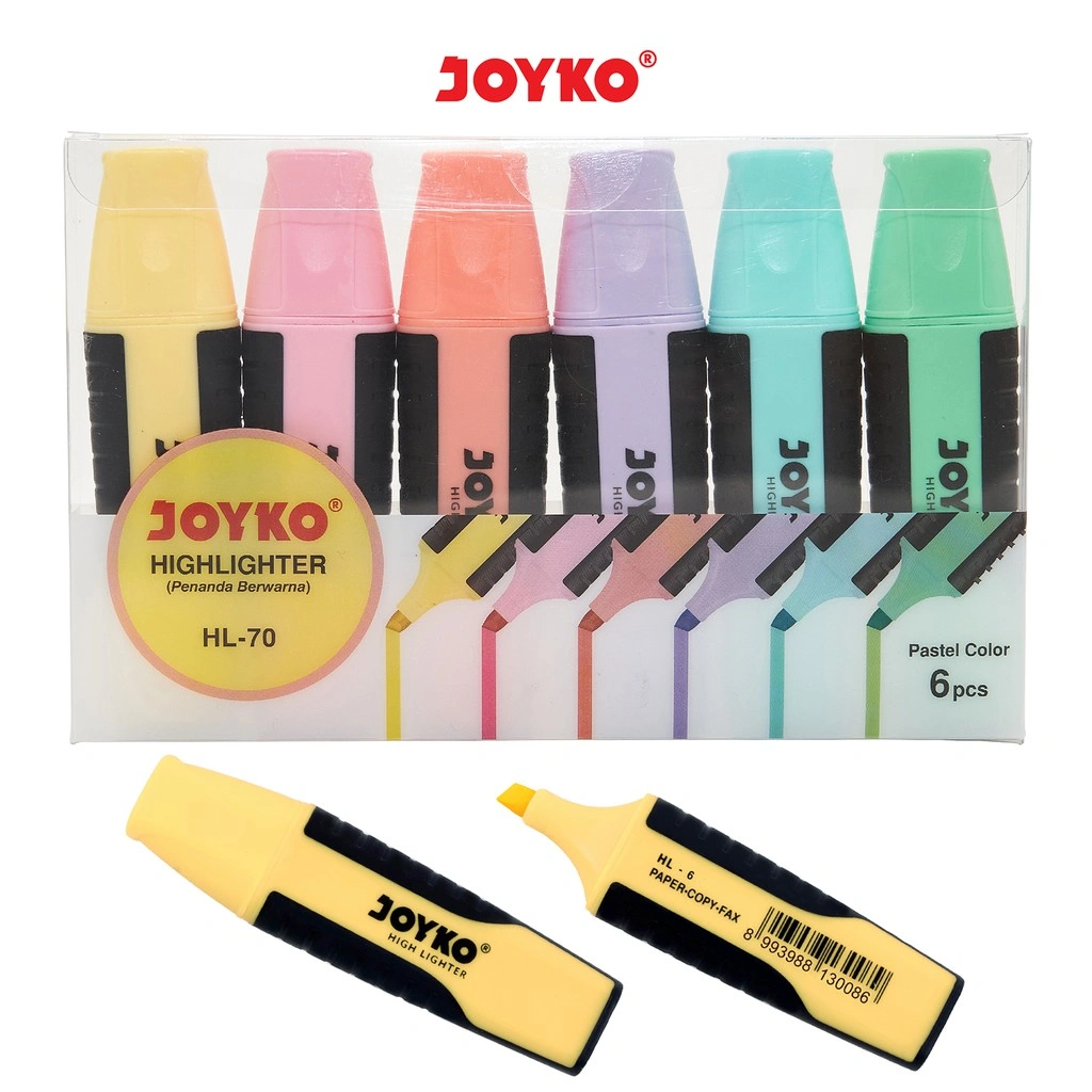 JOYKO Highlighter Penanda Berwarna HL-70 Pastel Color 1 Set 6 Pcs