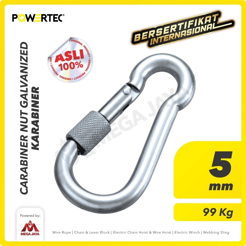POWERTEC Carabiner / Karabiner Nut Galvanized 5 mm