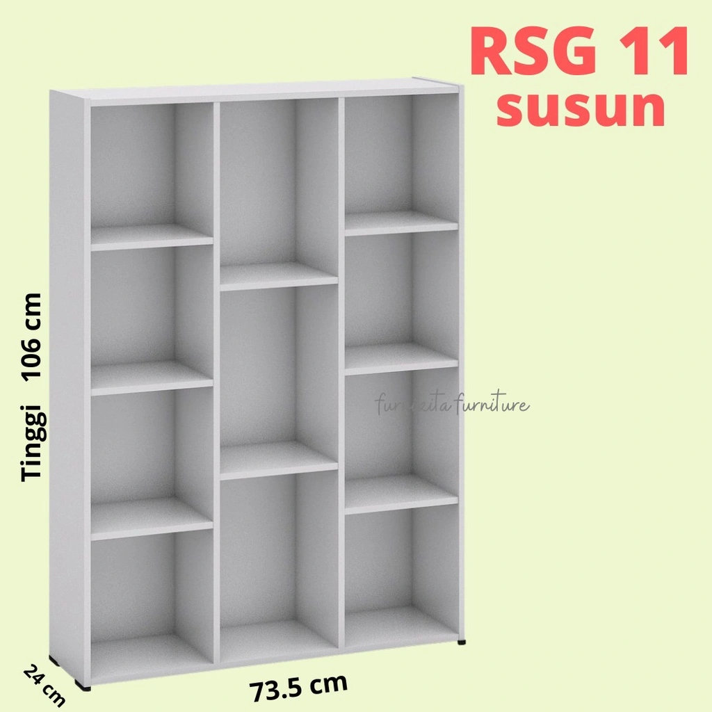 RAK BUKU SERBAGUNA 11 SUSUN / RAK PAJANGAN / PENYEKAT RUANGAN / RAK MAINAN PUTIH