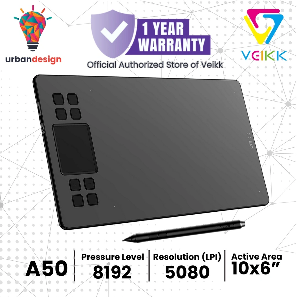 VEIKK A50 Digital Graphic Drawing Pen Tablet 10inch Smooth Drawing